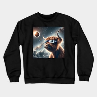 2024 Solar Eclipse Highland Cow ing Totality Crewneck Sweatshirt